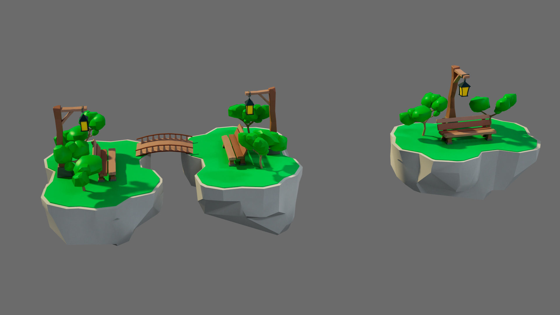 Cartoon sea village Low-poly 3D model_36