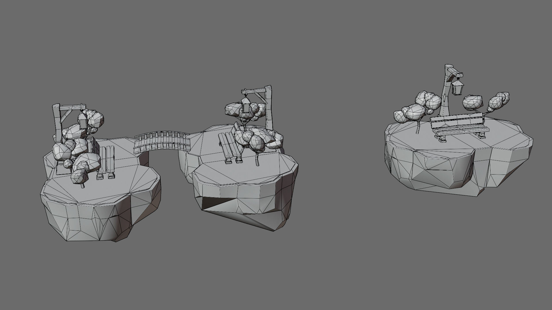 Cartoon sea village Low-poly 3D model_37