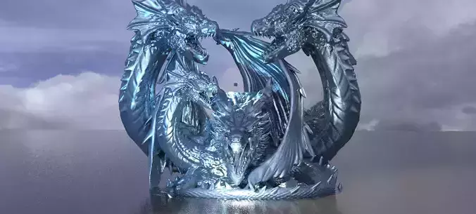 Arthurian Dragon King Statue Set 2 