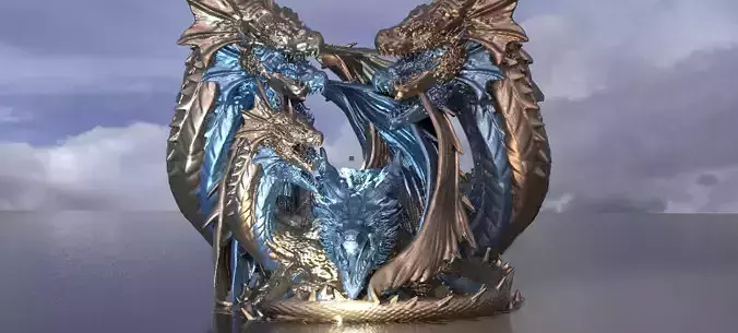 Arthurian Dragon King Statue Set 3