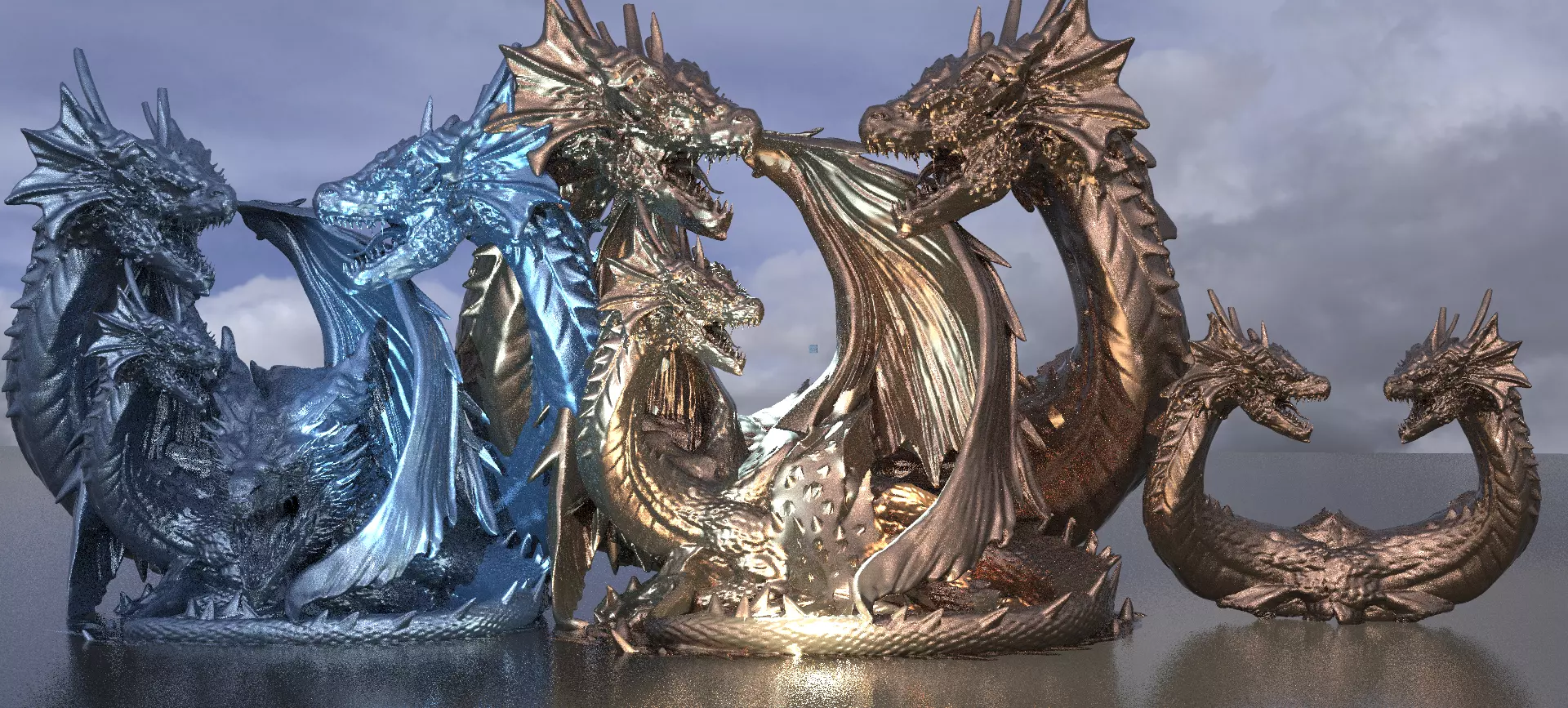 Arthurian Dragon King Statue 3 designs 3D model_0