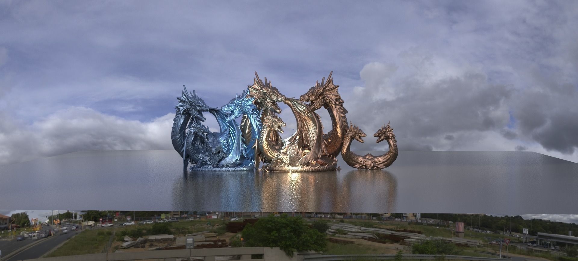 Arthurian Dragon King Statue 3 designs 3D model_1