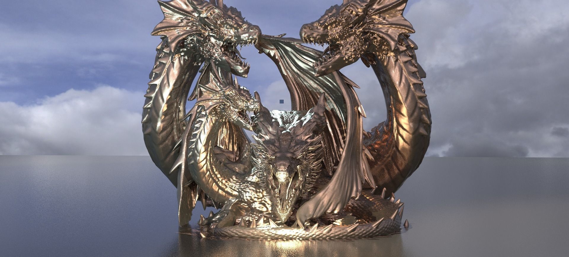 Arthurian Dragon King Statue 3 designs 3D model_3