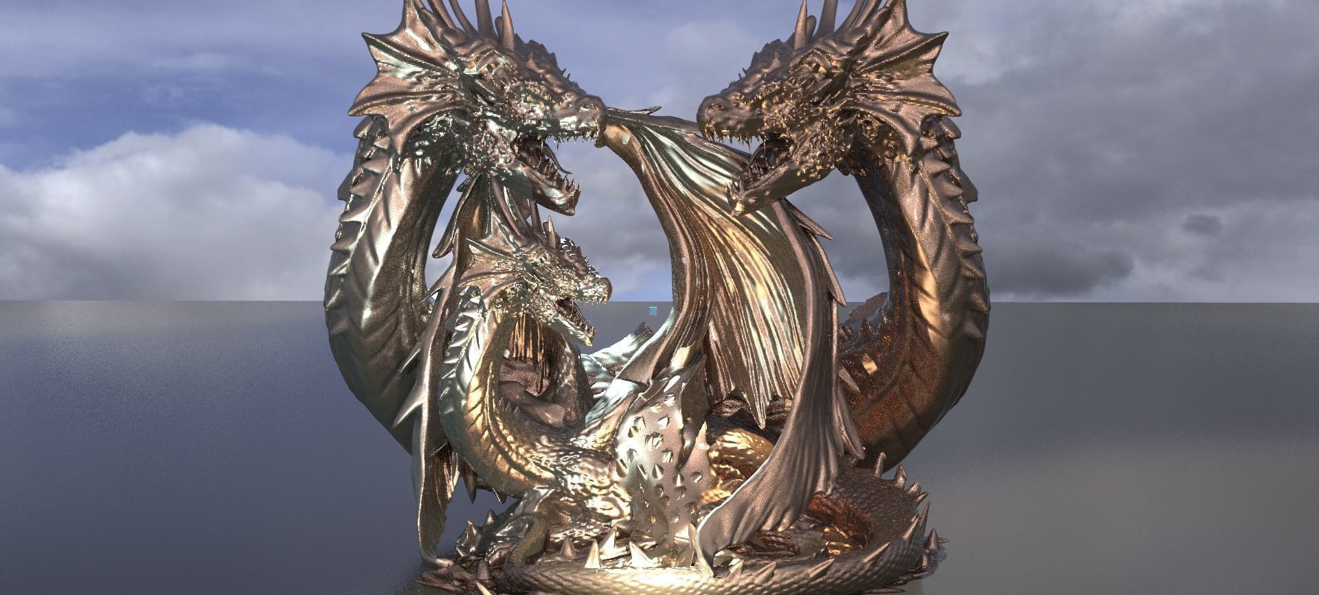 Arthurian Dragon King Statue 3 designs 3D model_8