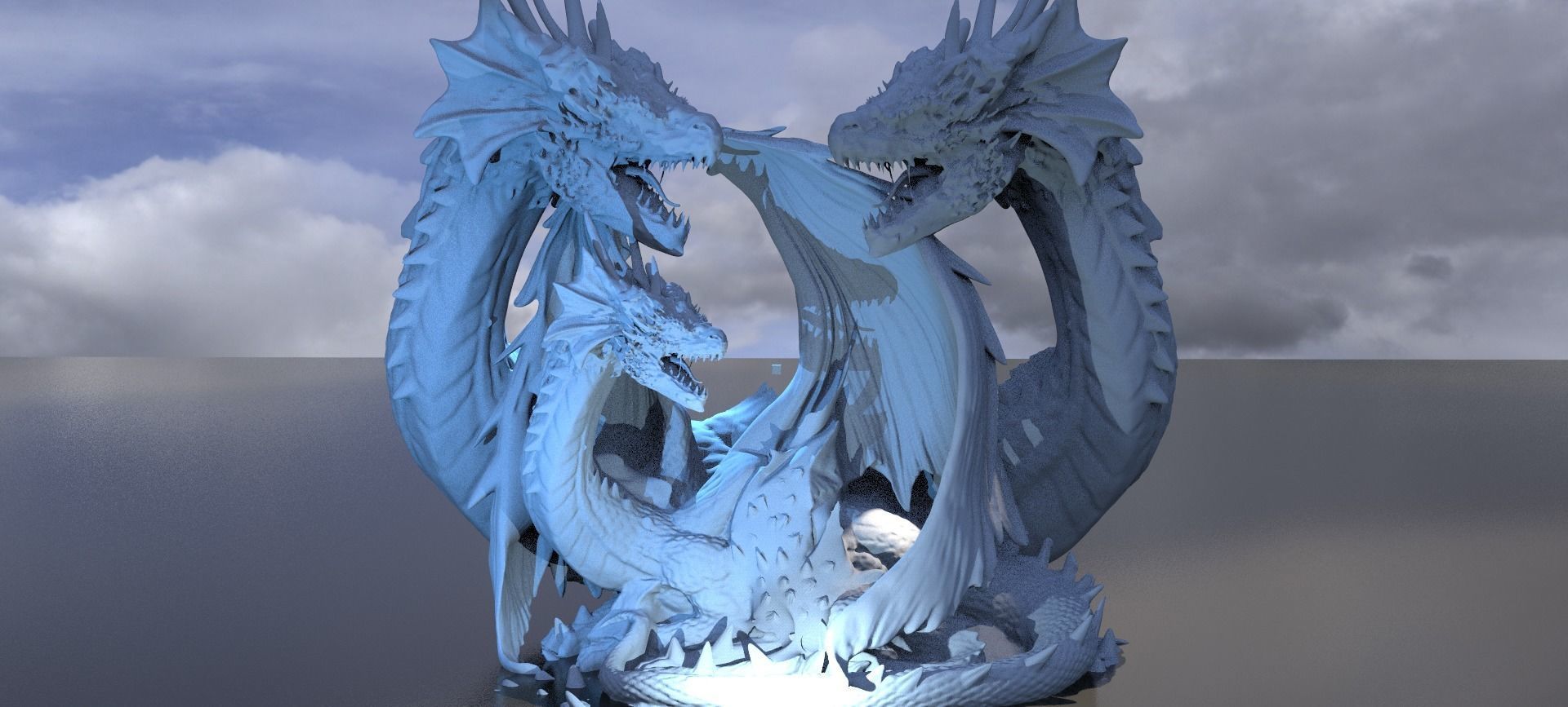 Arthurian Dragon King Statue 3 designs 3D model_7
