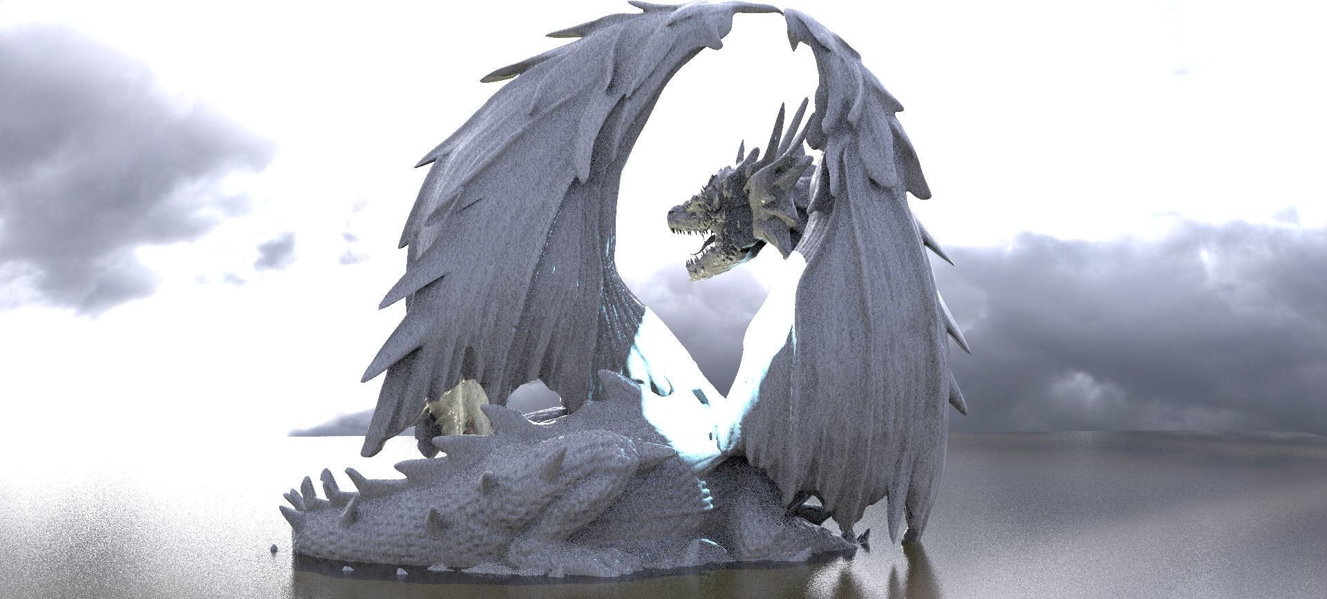 Arthurian Dragon King Statue 3 designs 3D model_9