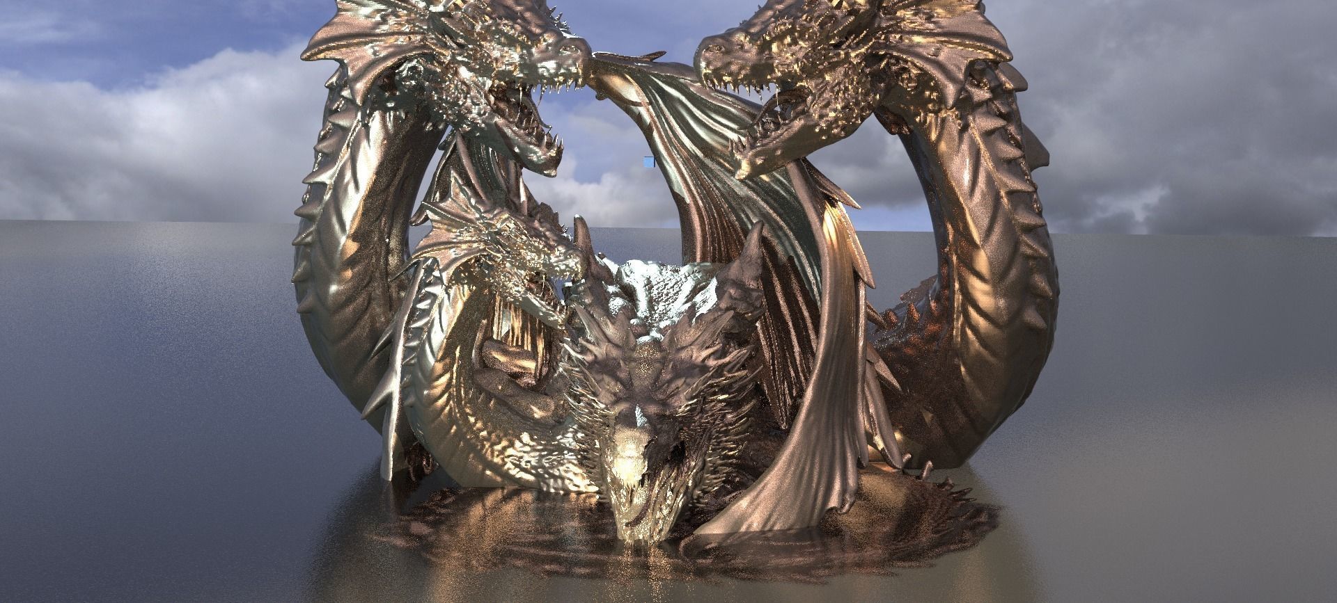 Arthurian Dragon King Statue 3 designs 3D model_4