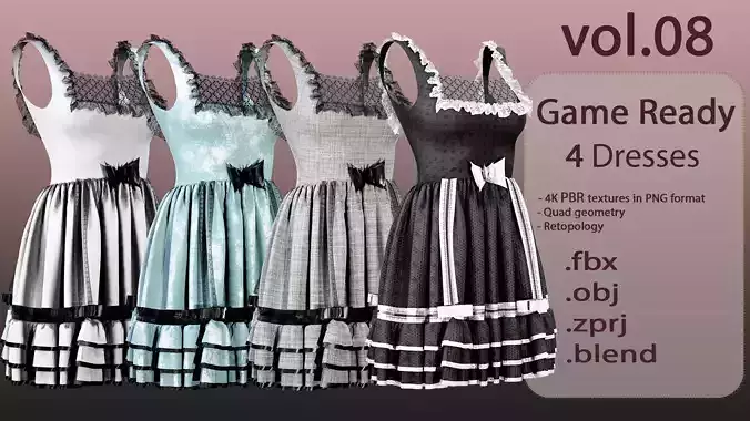 4 Dresses -low poly- vol-08