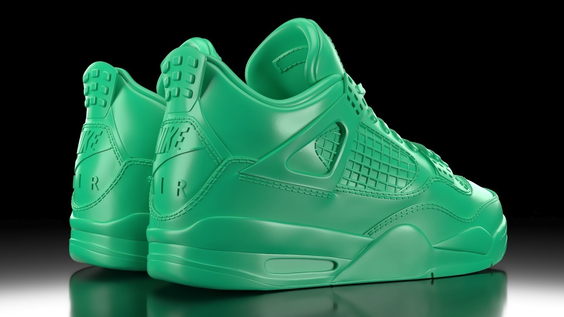 Air Jordan 4 with flat sole bottom 3D print model_3