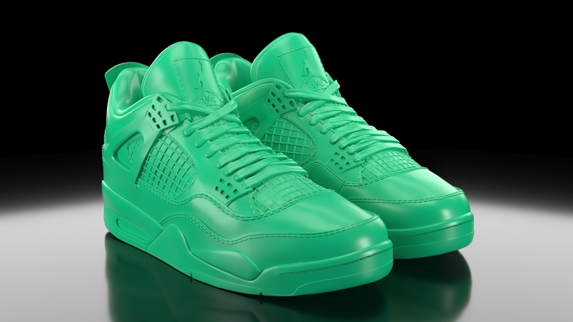 Air Jordan 4 with flat sole bottom 3D print model_2