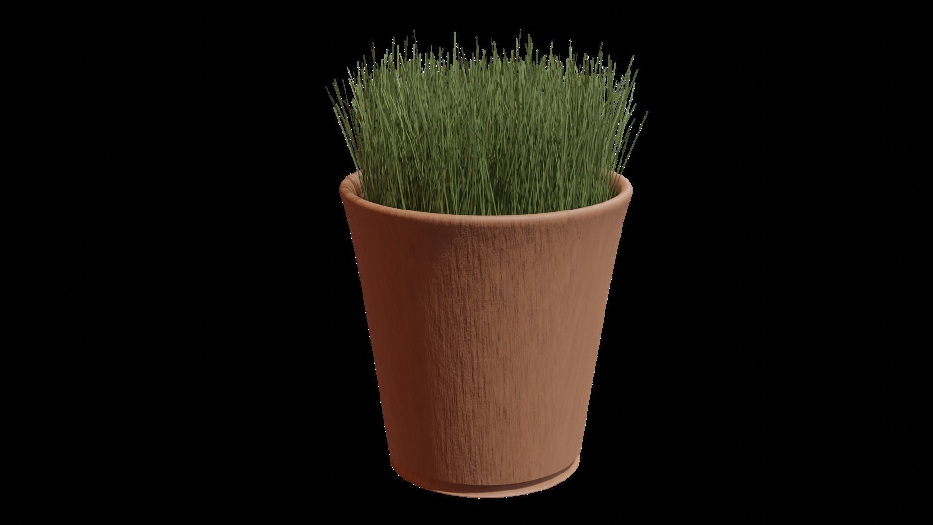 Grass in pot Low-poly 3D model_2