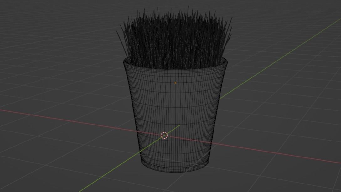 Grass in pot Low-poly 3D model_11