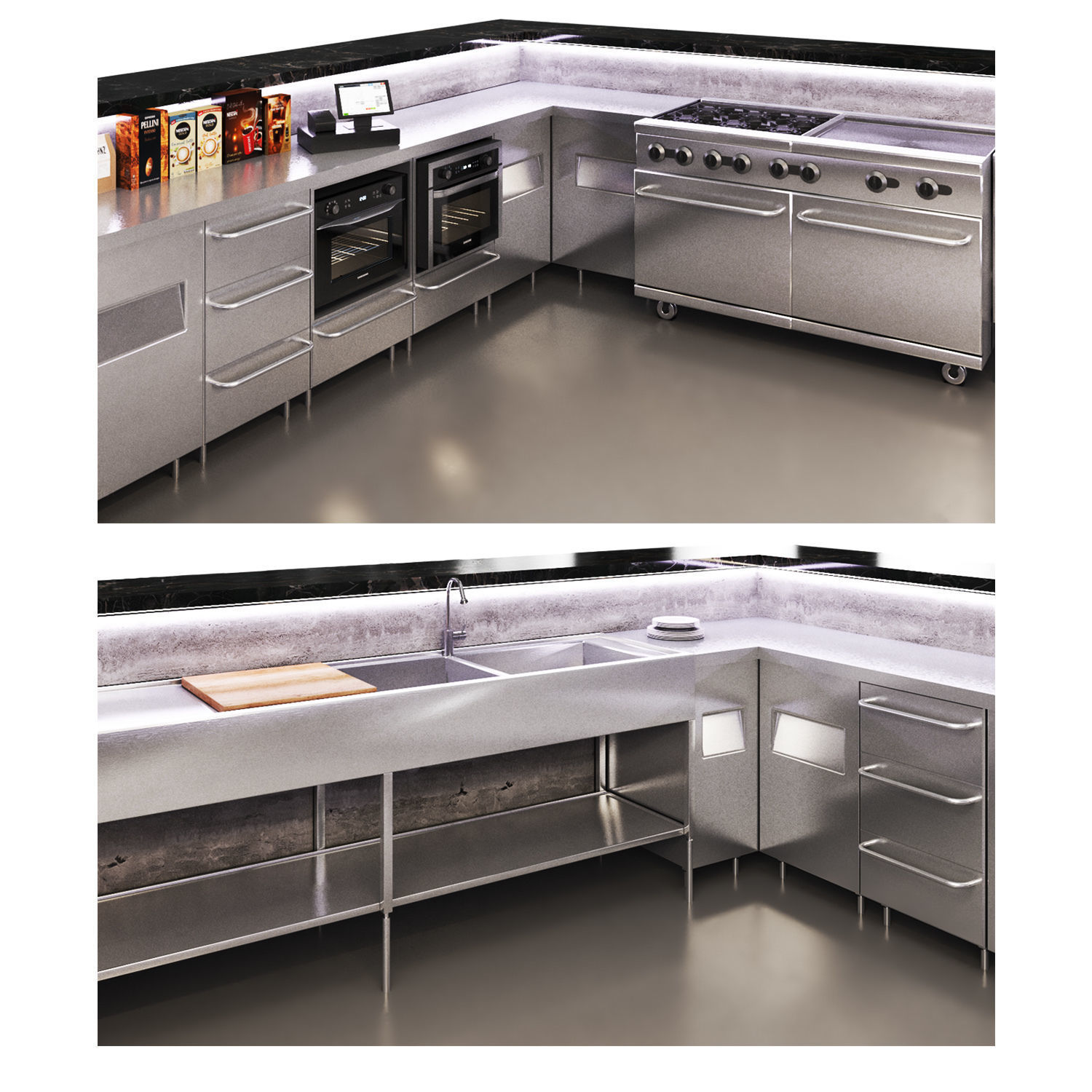 Cocktail Bar-Island Cafe-Restaurant Low-poly 3D model_5