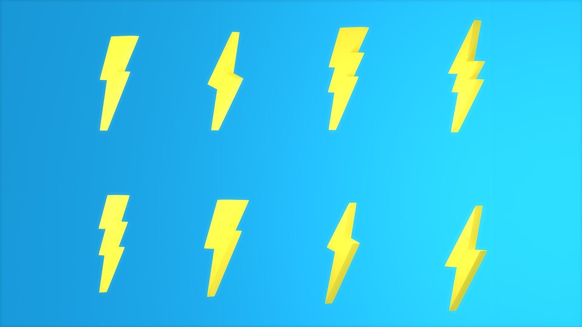 Lightning bolt symbols 3D model_2