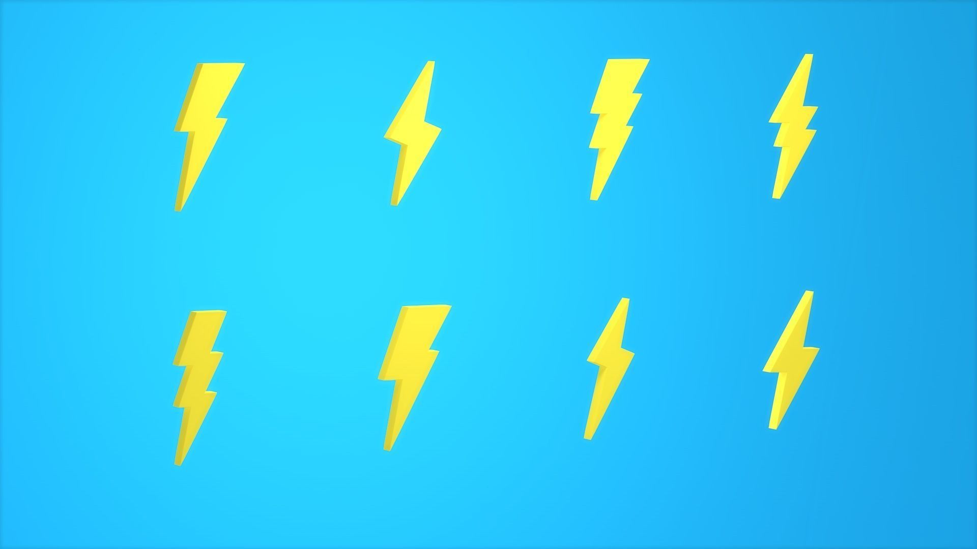 Lightning bolt symbols 3D model_1