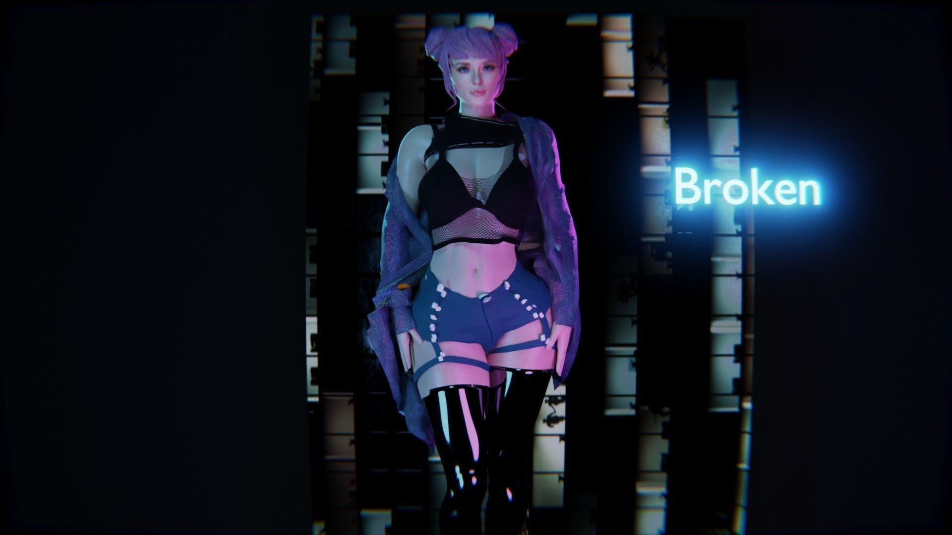 Modular Sci Fi Cyberpunkish-Game Ready Female Characters  Low-poly 3D model_4
