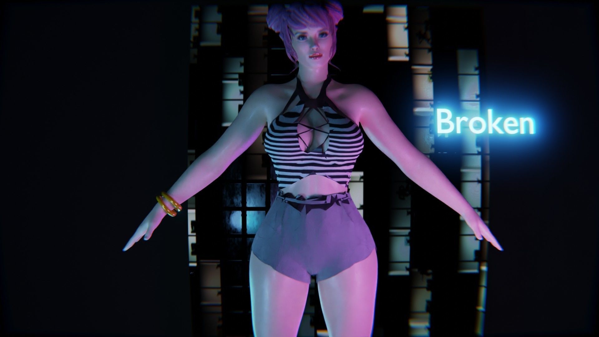 Modular Sci Fi Cyberpunkish-Game Ready Female Characters  Low-poly 3D model_13