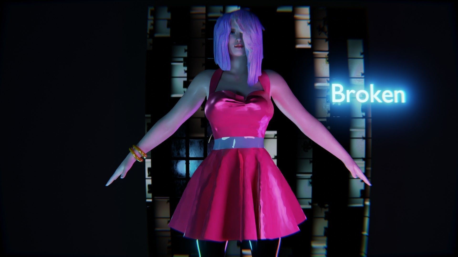 Modular Sci Fi Cyberpunkish-Game Ready Female Characters  Low-poly 3D model_21