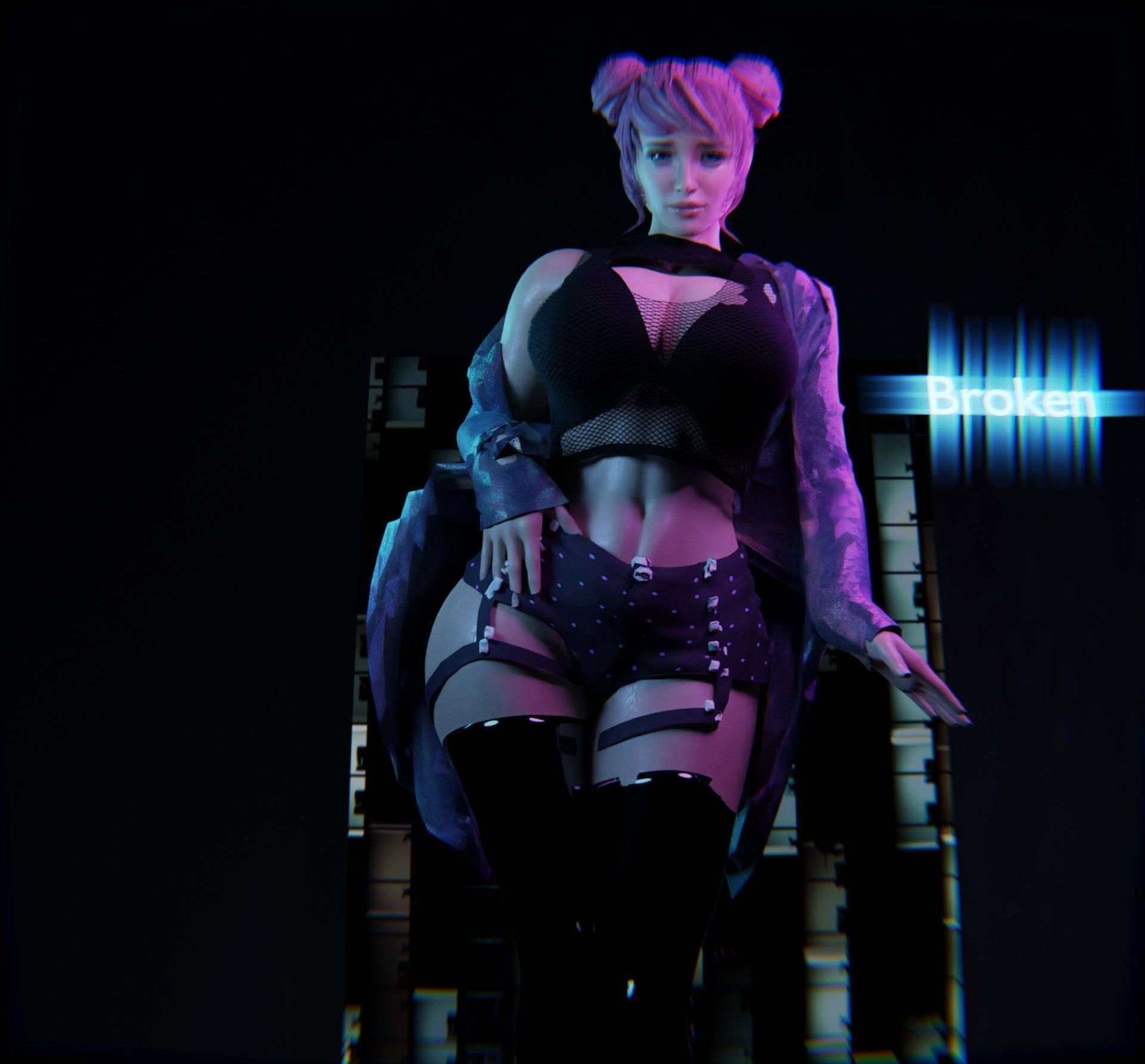 Modular Sci Fi Cyberpunkish-Game Ready Female Characters  Low-poly 3D model_3