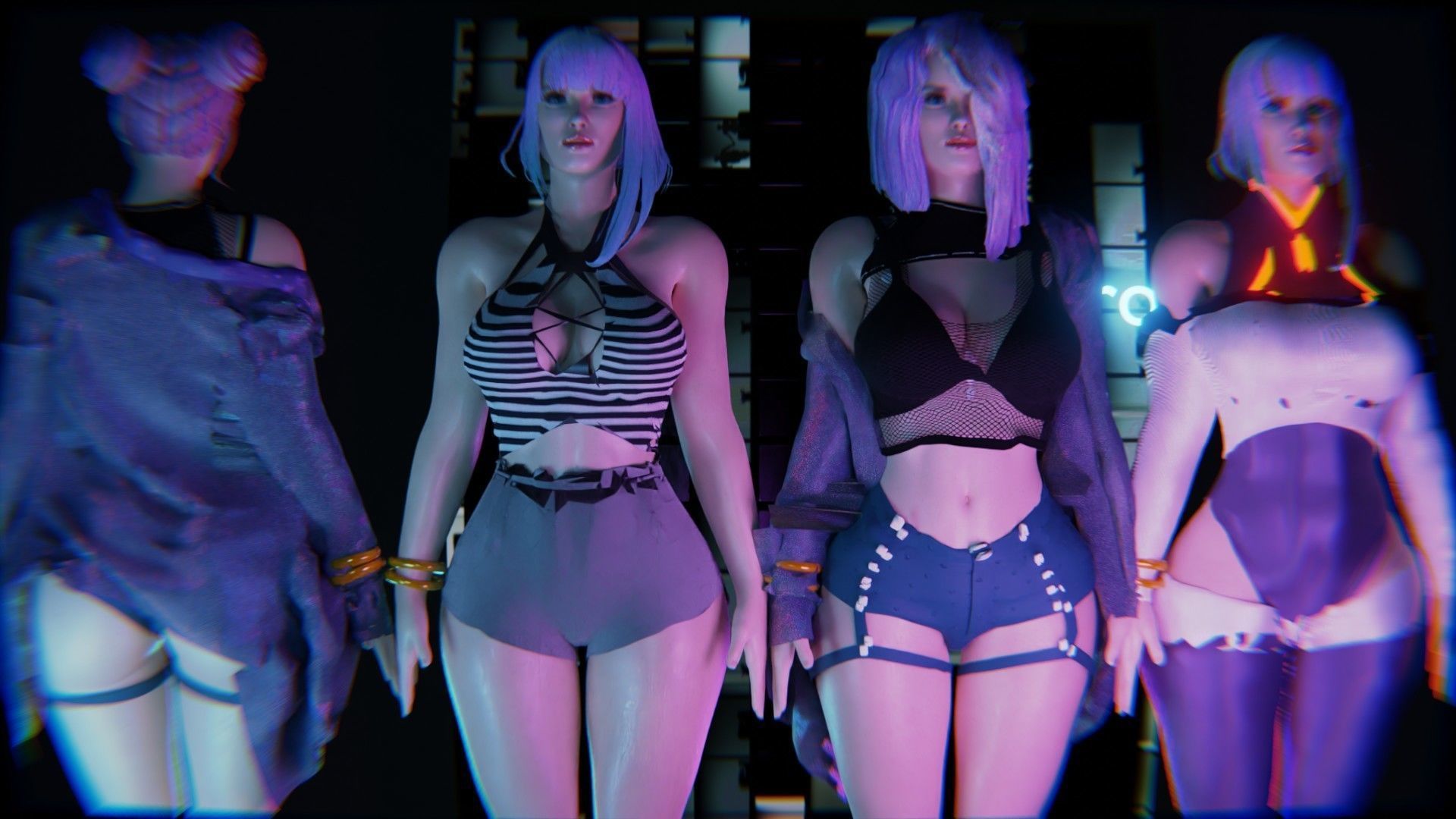 Modular Sci Fi Cyberpunkish-Game Ready Female Characters  Low-poly 3D model_5