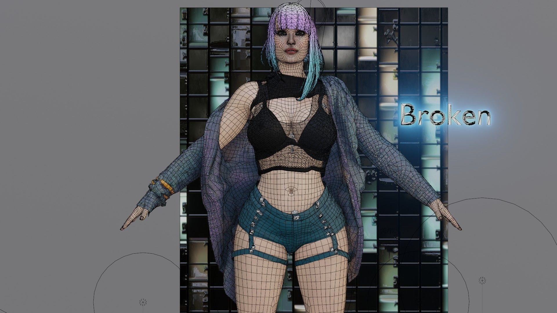 Modular Sci Fi Cyberpunkish-Game Ready Female Characters  Low-poly 3D model_7