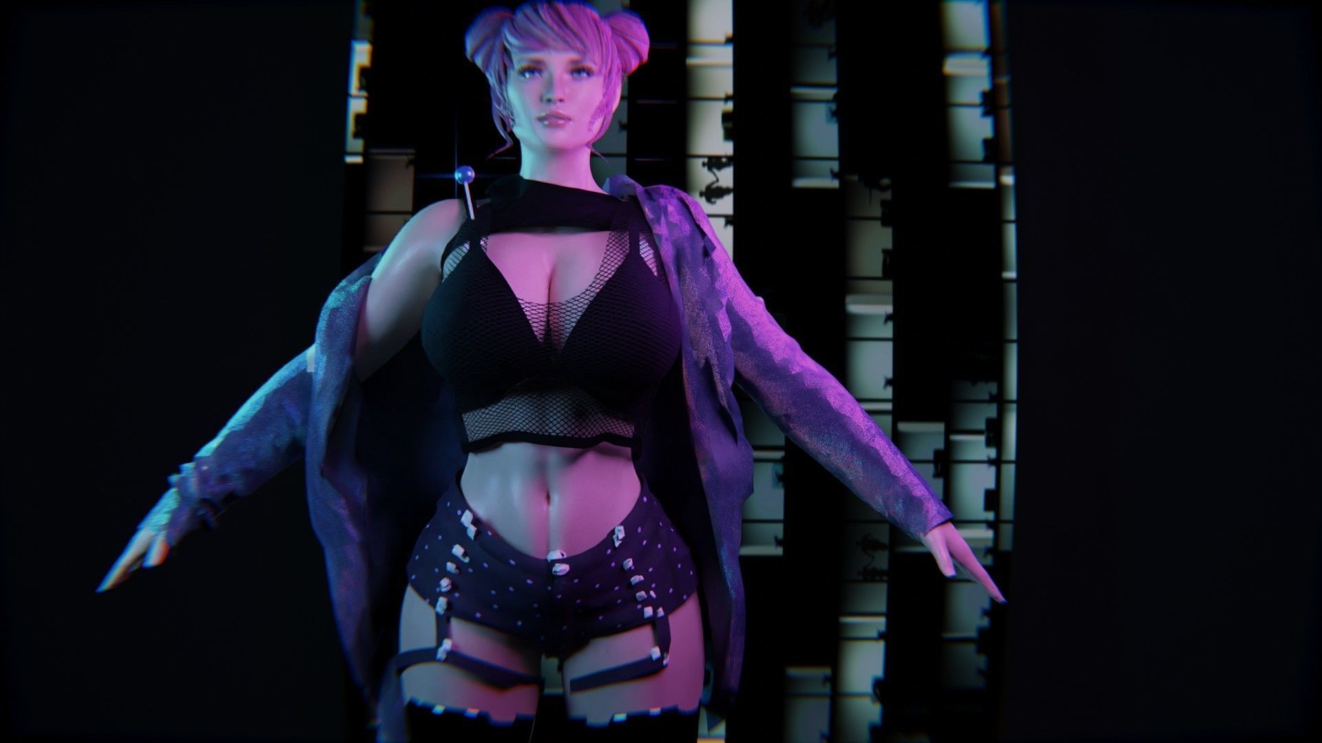 Modular Sci Fi Cyberpunkish-Game Ready Female Characters  Low-poly 3D model_29