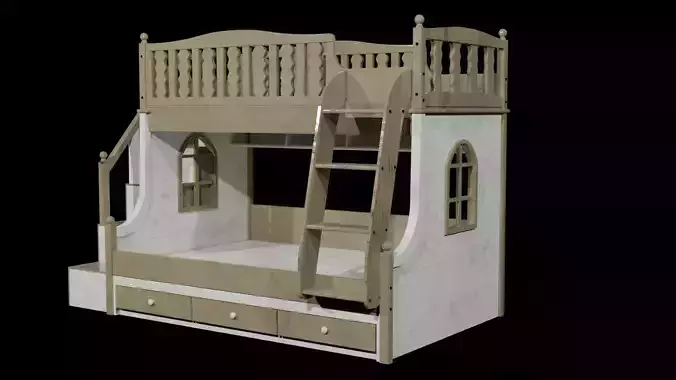 3dmod bunk bed with stairs and drawers 3D model