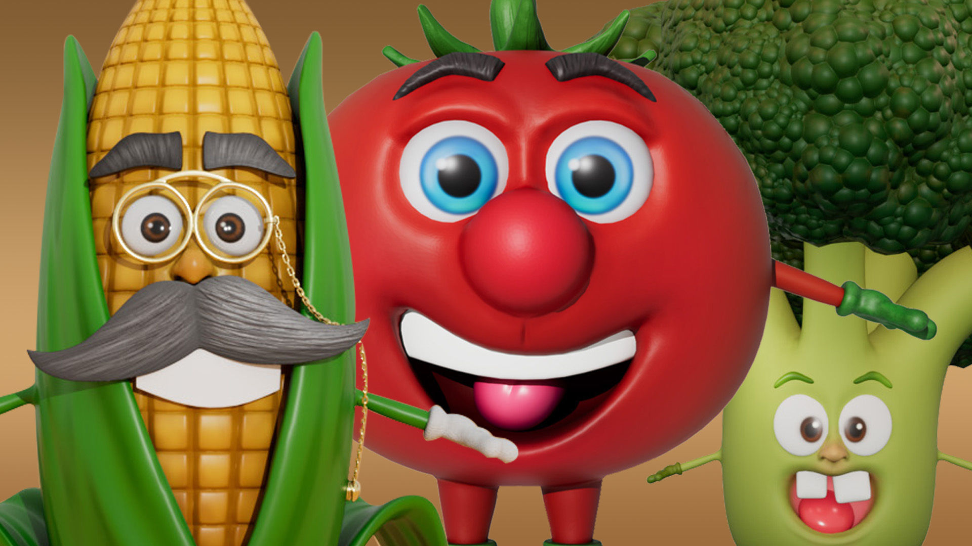 3D Set of vegetables Low-poly 3D model_1