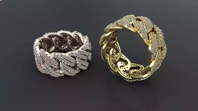 Cuban ring diamonds 3D model