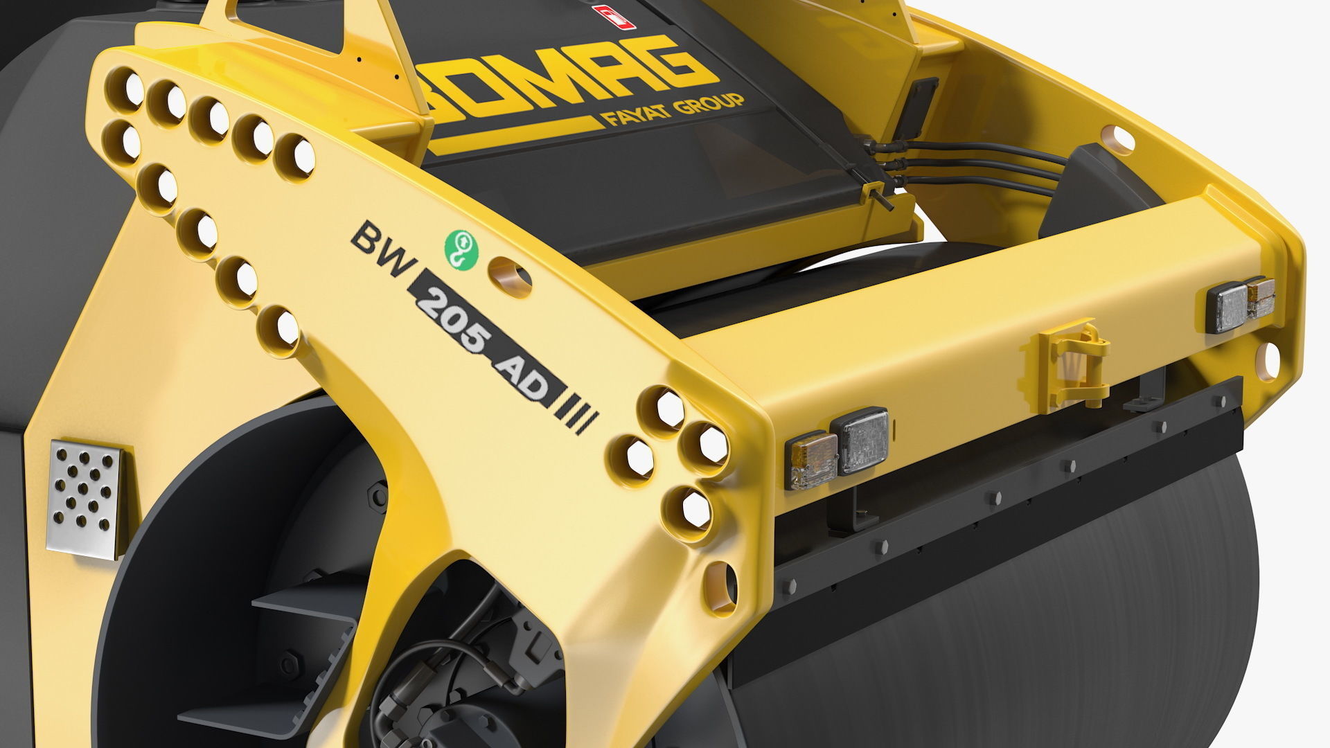 Bomag BW 205 AD4 Tandem Roller Rigged 3D model_17