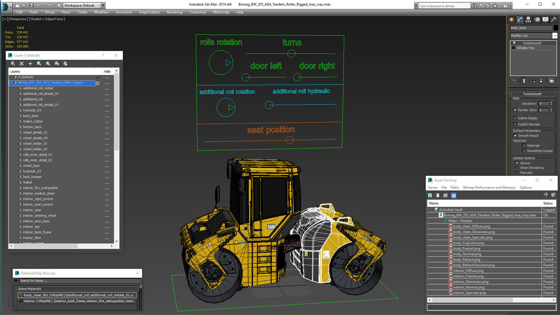 Bomag BW 205 AD4 Tandem Roller Rigged 3D model_27