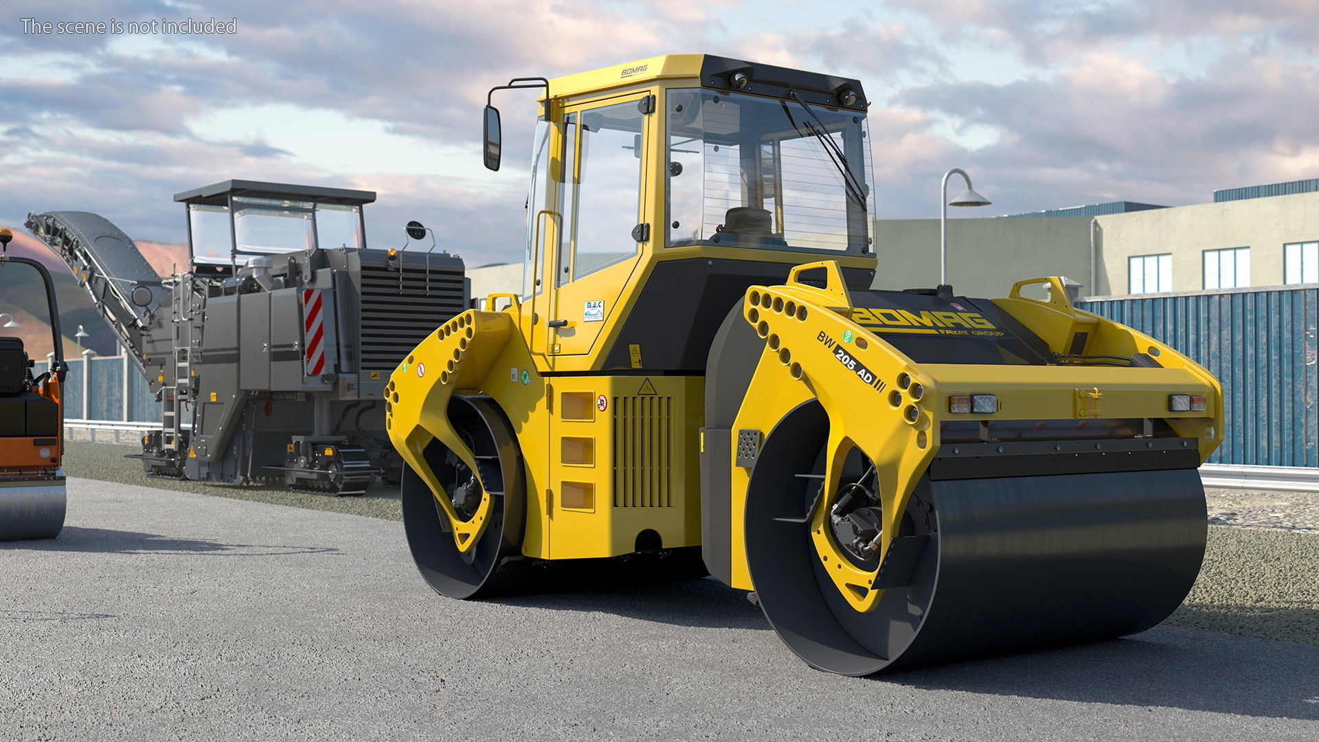 Bomag BW 205 AD4 Tandem Roller Rigged 3D model_3