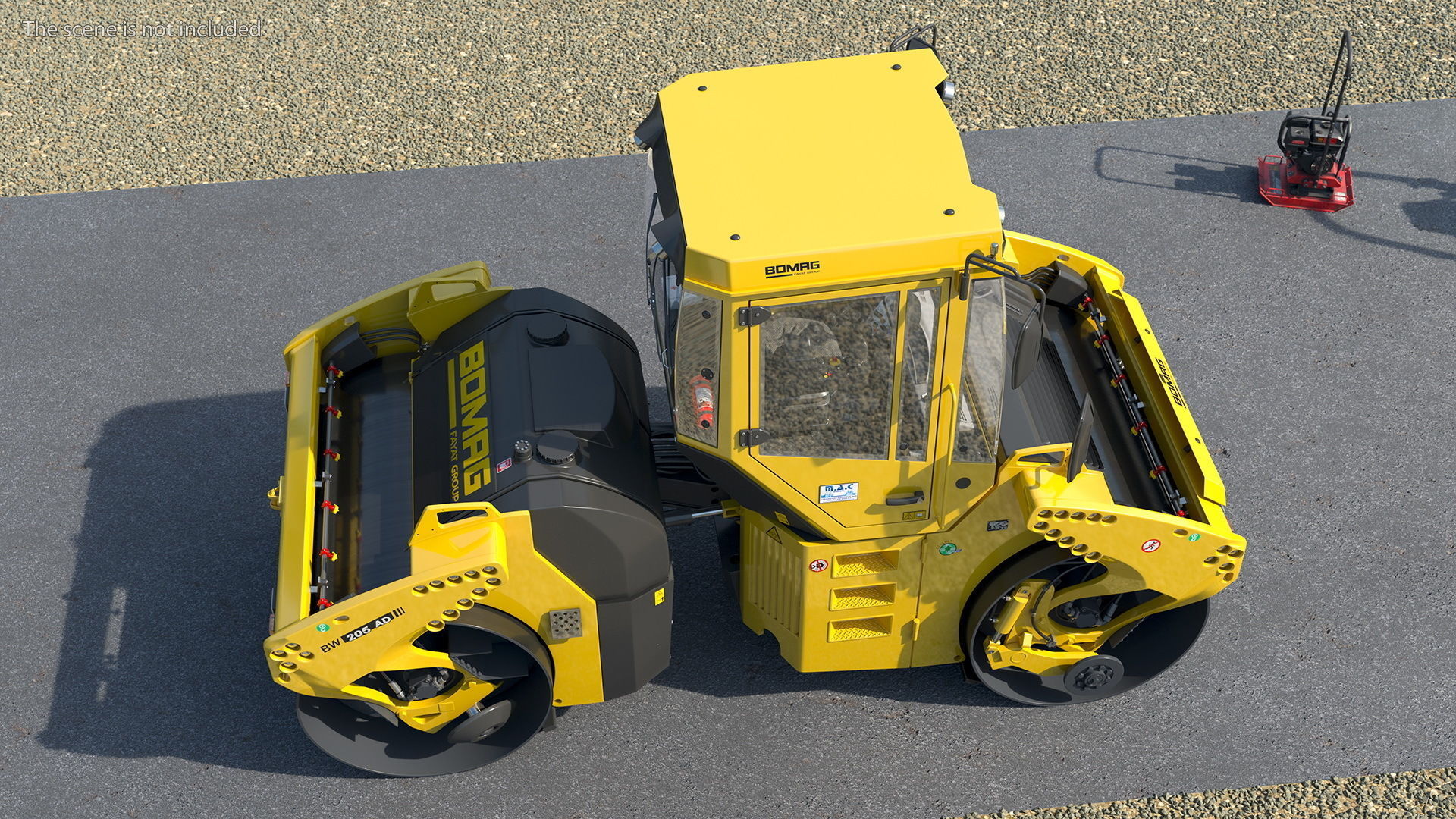 Bomag BW 205 AD4 Tandem Roller Rigged 3D model_5