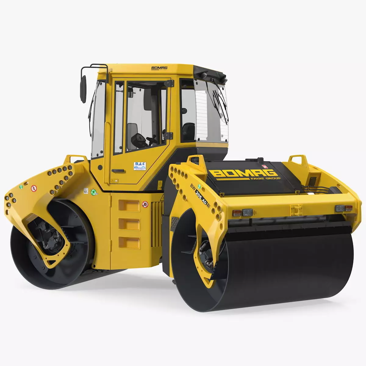 Bomag BW 205 AD4 Tandem Roller Rigged 3D model_0