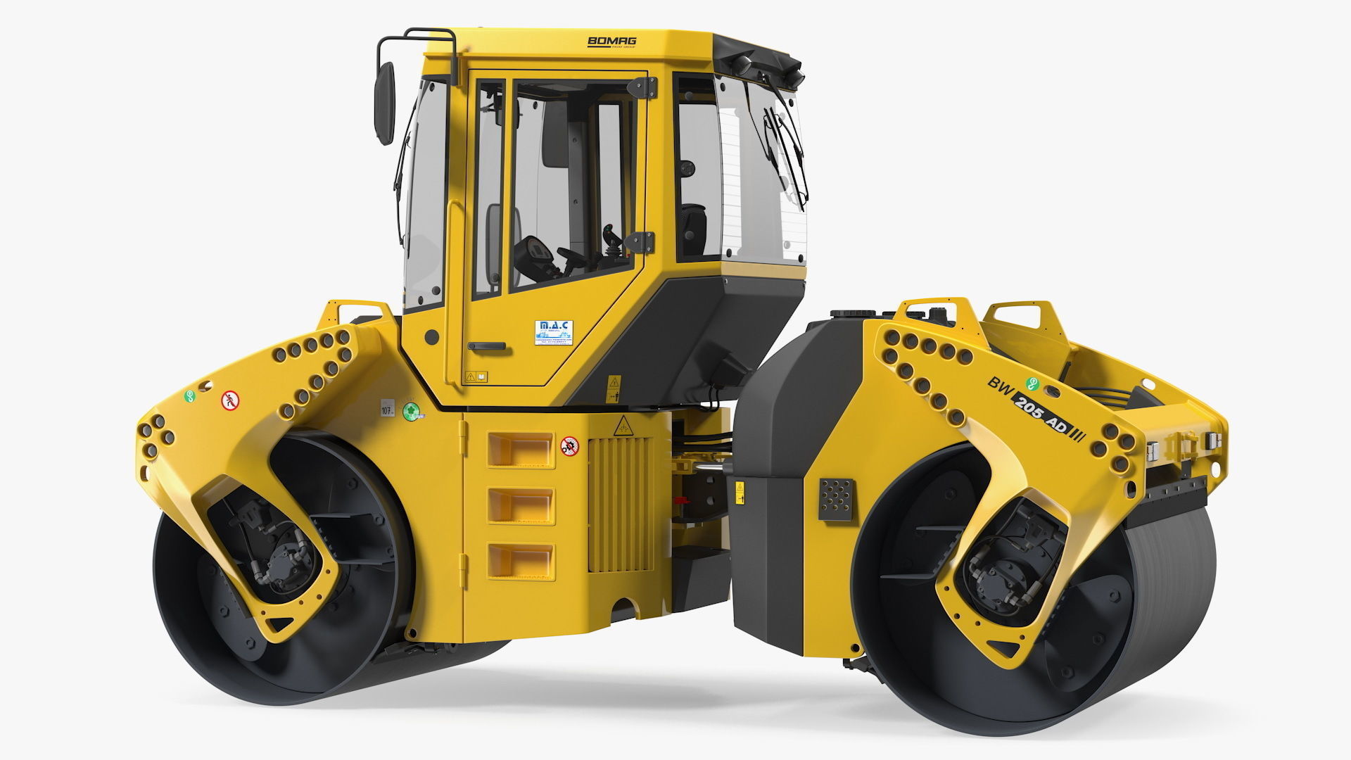 Bomag BW 205 AD4 Tandem Roller Rigged 3D model_12