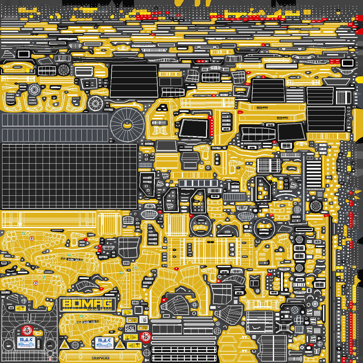 Bomag BW 205 AD4 Tandem Roller Rigged 3D model_25