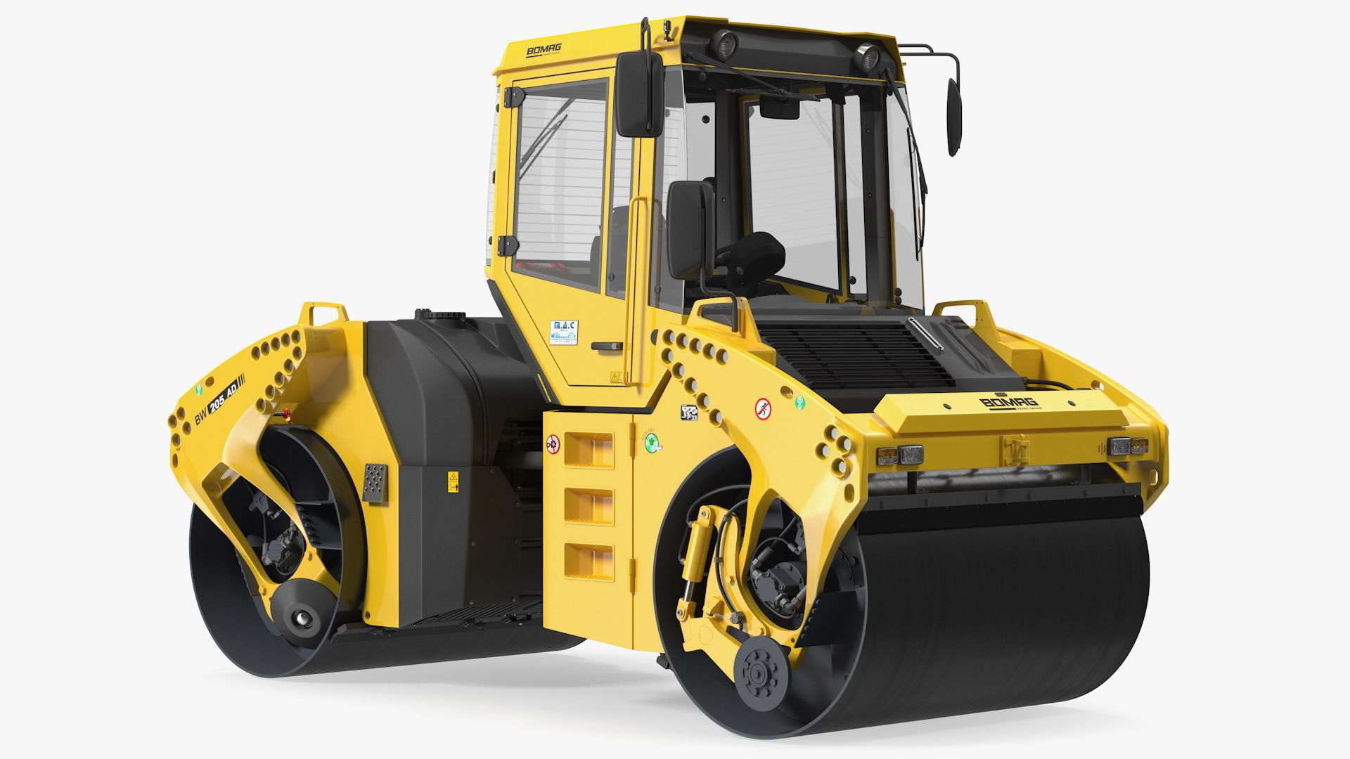 Bomag BW 205 AD4 Tandem Roller Rigged 3D model_10