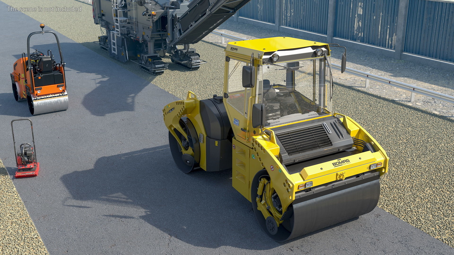 Bomag BW 205 AD4 Tandem Roller Rigged 3D model_4