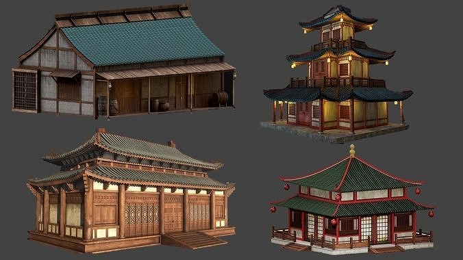 Asian Japanese Traditional Building Collection 3D model 2