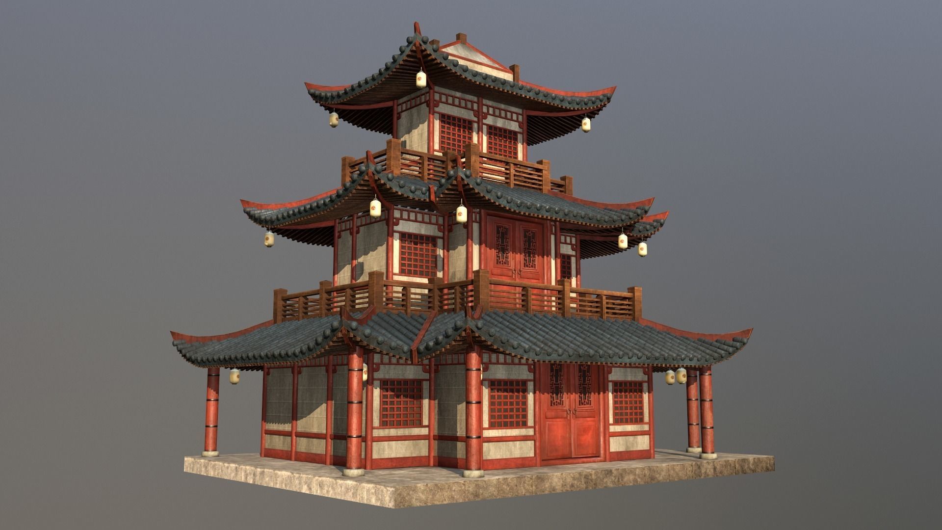 Asian Japanese Traditional Building Collection 3D model_29