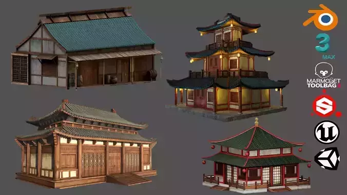 Asian Japanese Traditional Building Collection