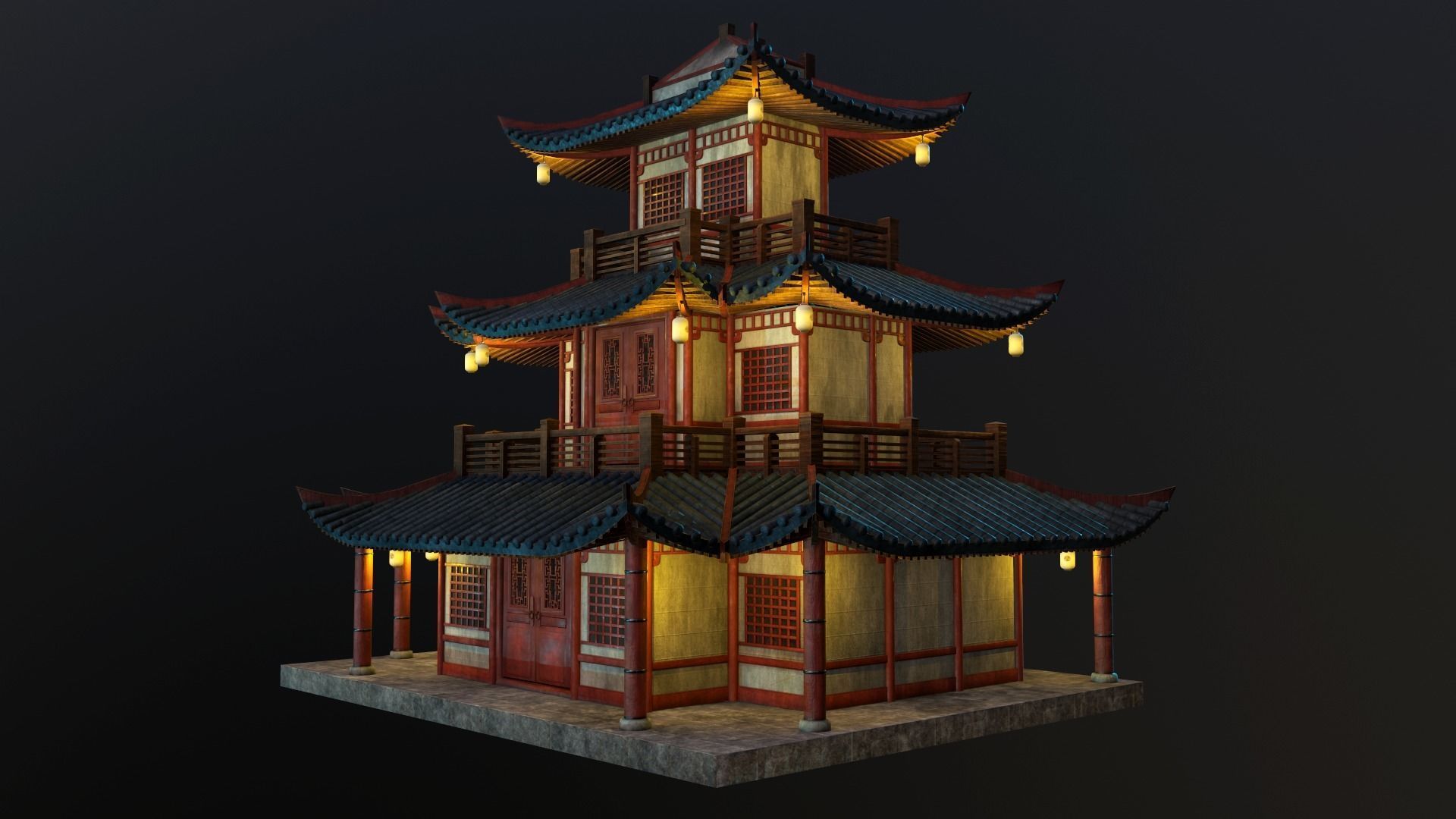 Asian Japanese Traditional Building Collection 3D model_55