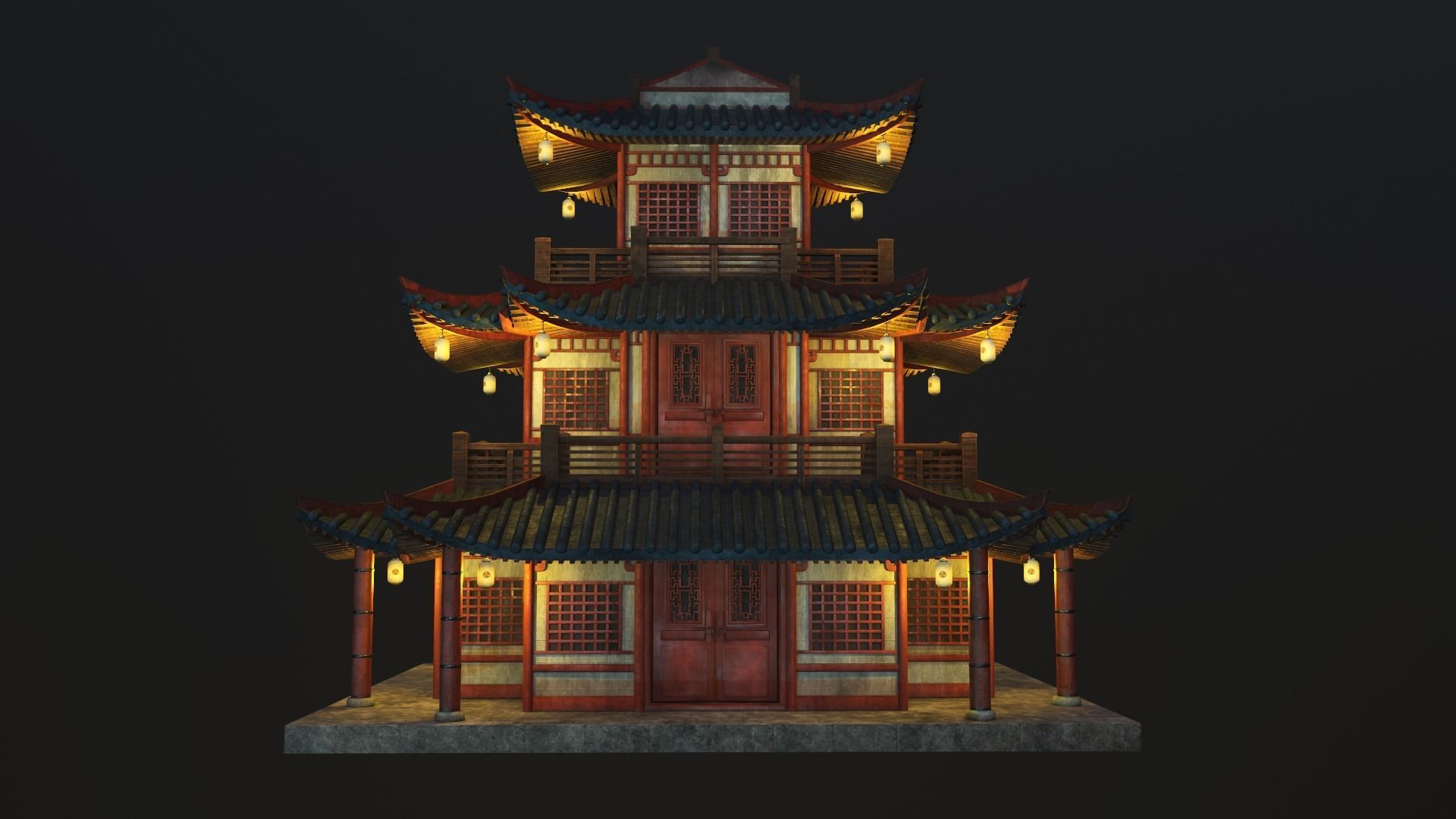 Asian Japanese Traditional Building Collection 3D model_23