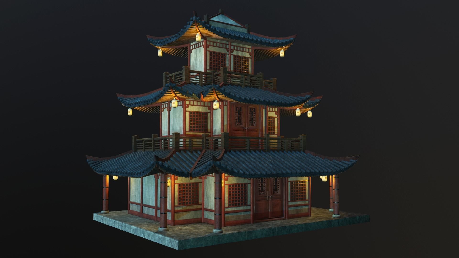 Asian Japanese Traditional Building Collection 3D model_42