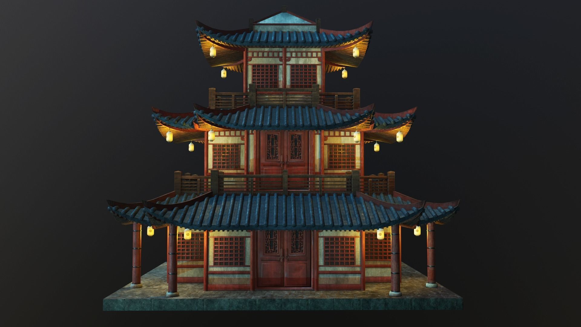Asian Japanese Traditional Building Collection 3D model_43