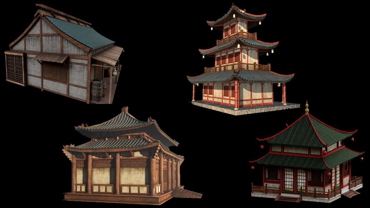 Asian Japanese Traditional Building Collection 3D model_16