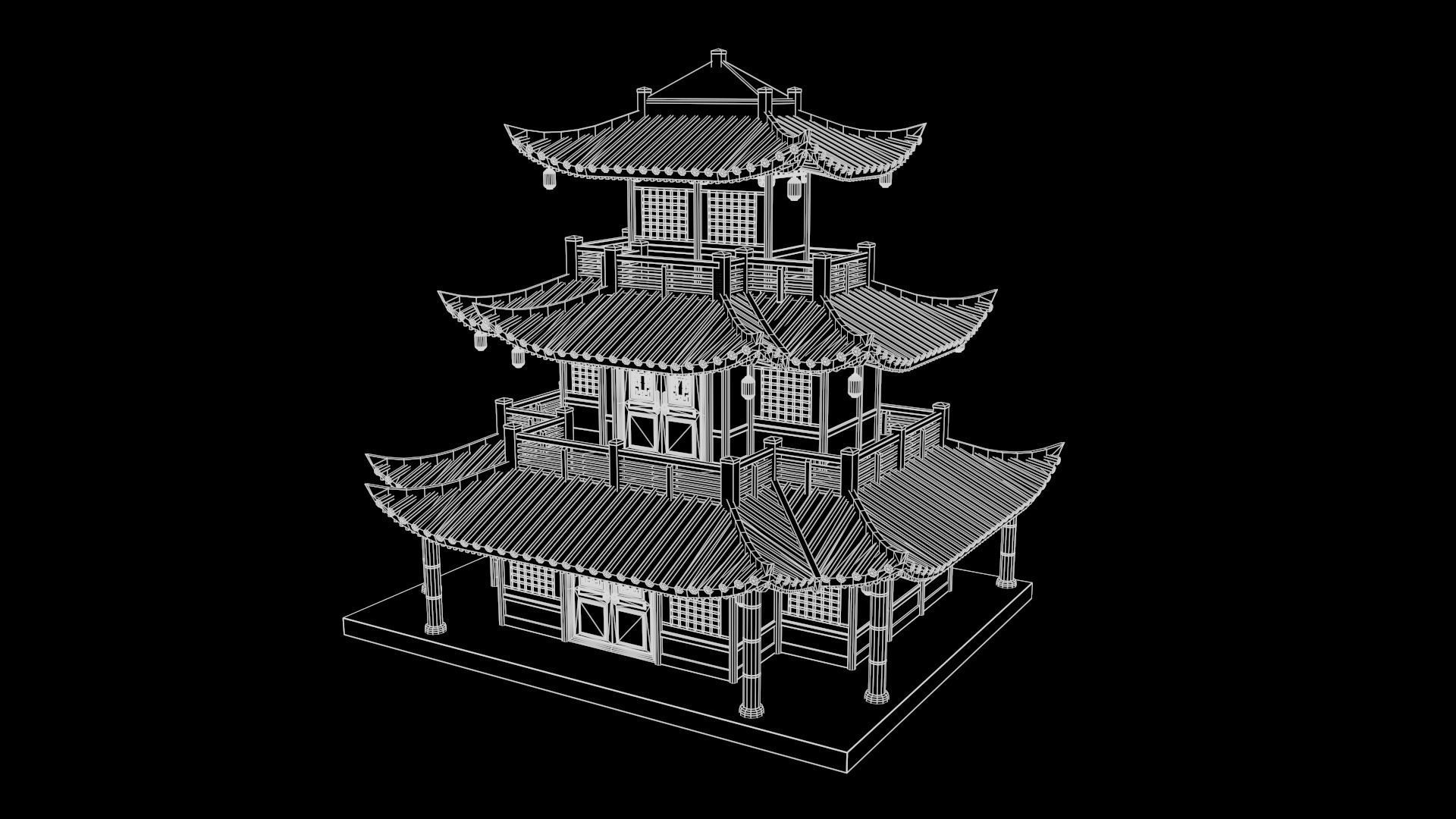 Asian Japanese Traditional Building Collection 3D model_155