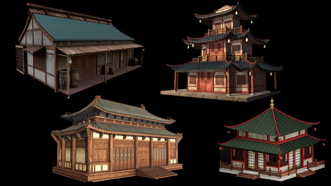 Asian Japanese Traditional Building Collection 3D model_14