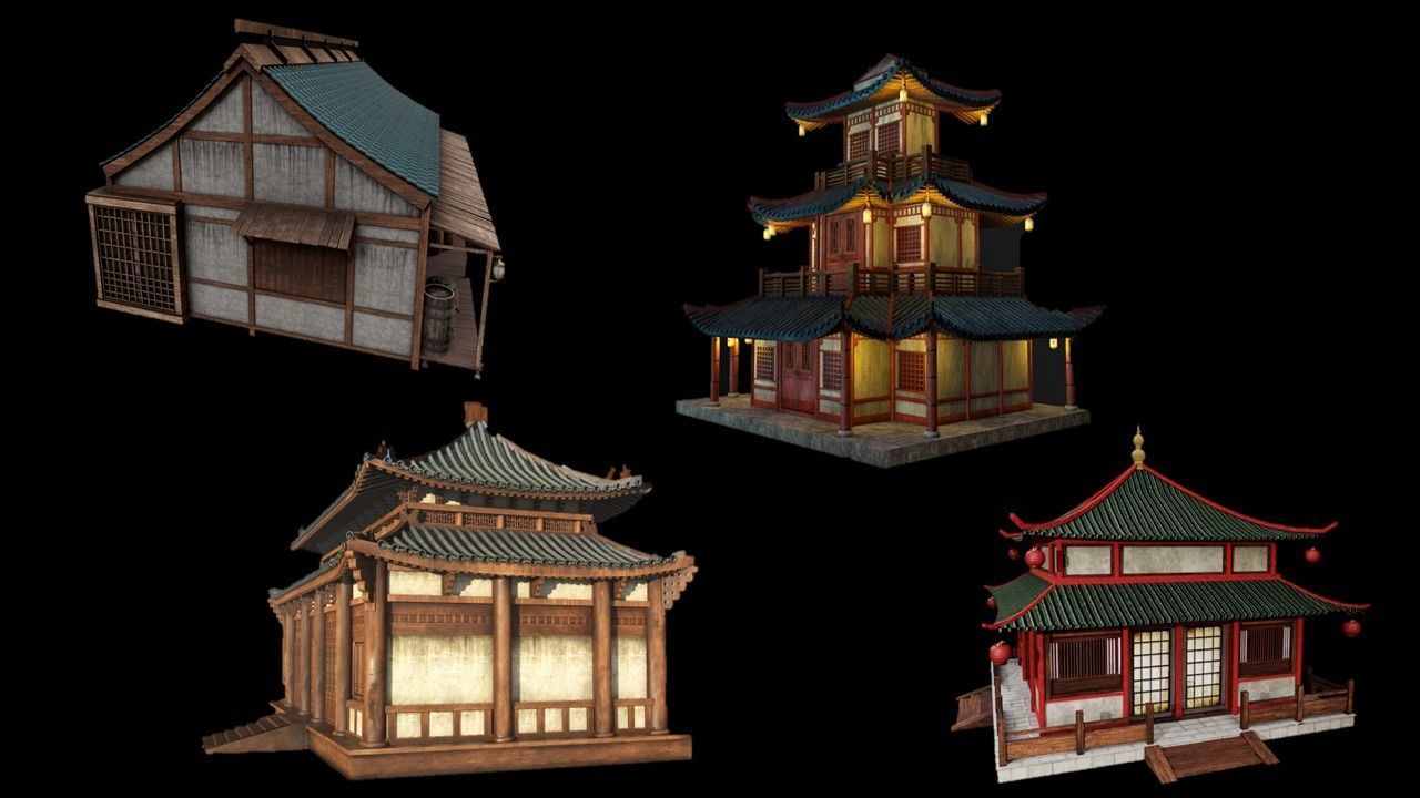 Asian Japanese Traditional Building Collection 3D model_15