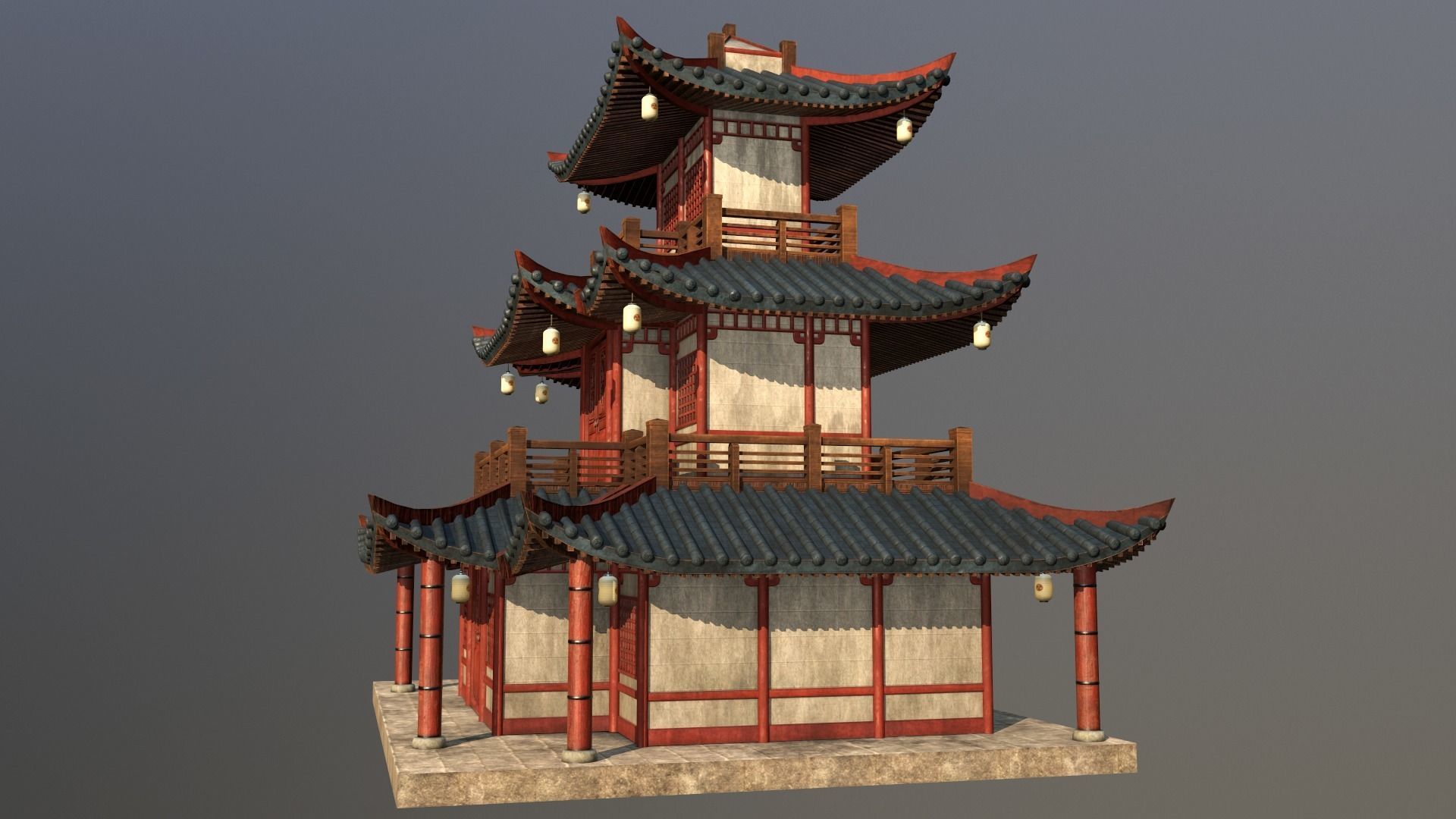 Asian Japanese Traditional Building Collection 3D model_25